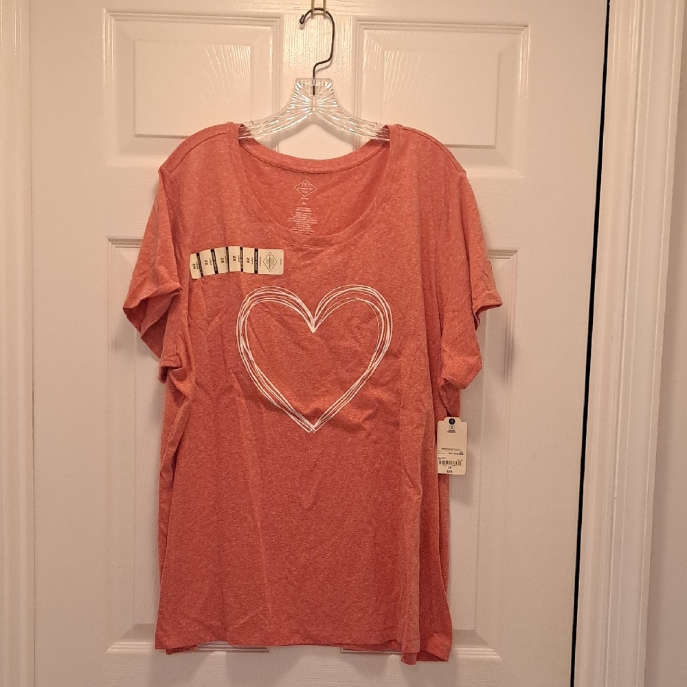 St. John's Bay Orange Short Sleeve Tee with Heart Design